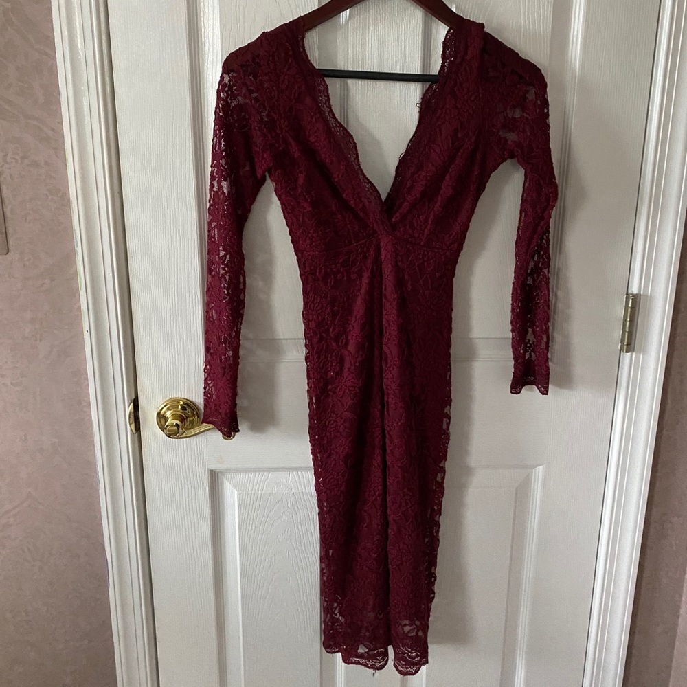 Burgundy lace dress